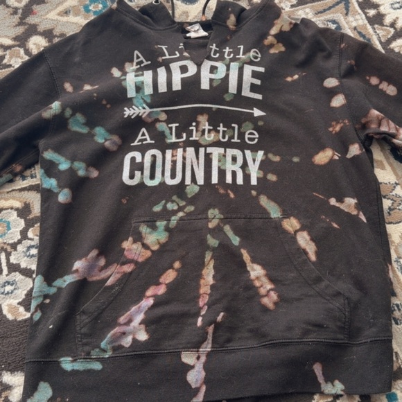 Black Tie-Dye Hoodie with Graphic Text - Picture 3 of 3